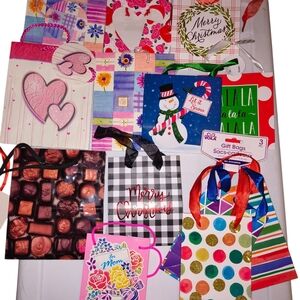 Assorted Colorful Gift Bags Set - Multi-Color Holiday & Occasion Party Bags